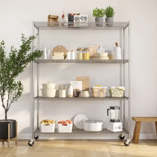 Seville Classics UltraDurable 4-Tier NSF Steel Shelving, 60" W x 24" D x 76" H Plated steel {6}