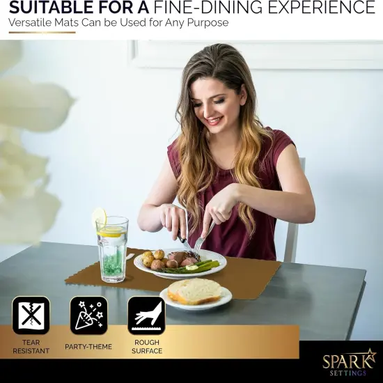 Paper Placemat Disposable, Gold Place Mats with Scalloped Edges, Durable Paper Placemat {5}