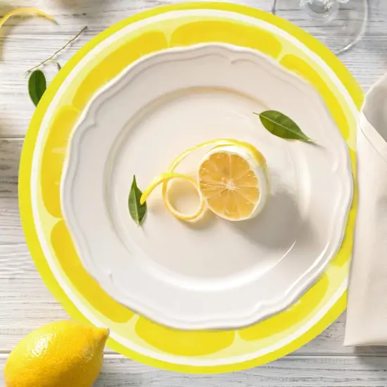 60Pcs Summer Citrus Fruit Paper Placemats 13" Tropical Fruits Slices Disposable Table Mat Lemon Lime Orange Grapefruit Round Paper Mats for Spring Summer Tableware Decor {4}