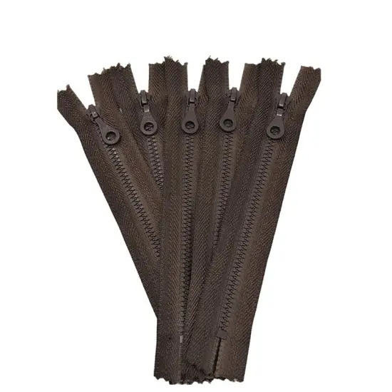 Deep Brown Molded Plastic Pocket Zipper D4 6 or 7 Inches Closed Bottom {1}