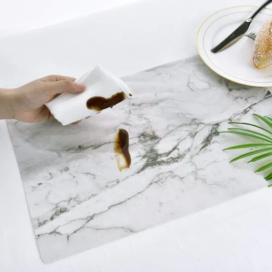 Marble Placemats Washable for Dining Table Set of 6 Thin Environmental Table Mats Wipeable Easy Clean {2}