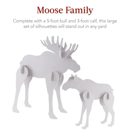 Best Choice Products 2-Piece 58in Moose Family Silhouette Set, Outdoor Christmas Yard Decor w/ Ground Stakes - White {3}