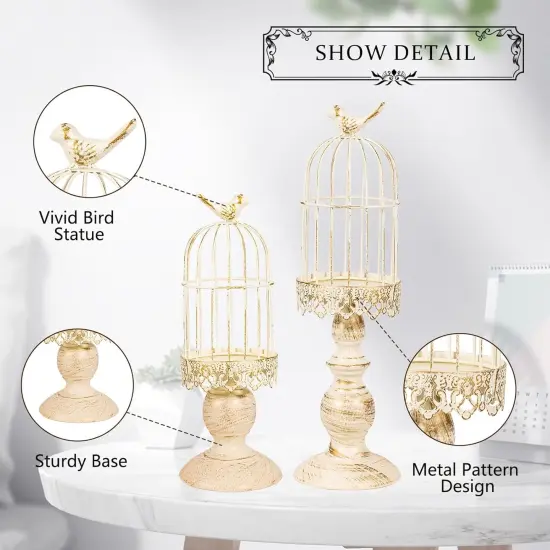 Pack of 2 Birdcage Candle Holders, Vintage Iron Wedding Centerpieces {4}