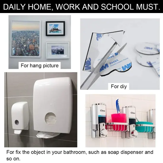 60 Pieces Double Sided Foam Tape Strong Pad Mounting,Black Self-Adhesive Tape Include Square Round and Rectangular {4}