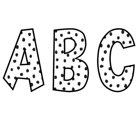 Black Painted Dots on White 7" Fun Font Letters, 120 Per Pack, 3 Packs {2}