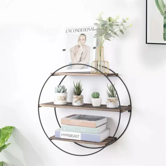 3 Tiers Round Wall Mounted Floating Shelf for Bathroom Bedroom Living Room Decor {3}