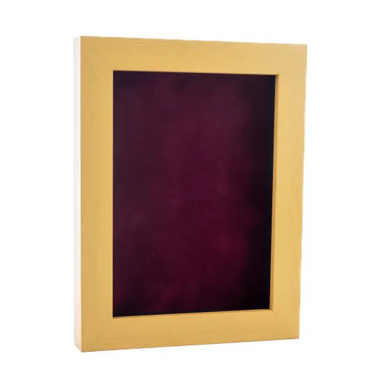 Classic Natural Wood Shadow Box Frame with Acrylic Front - Dark Red Suede Backing, 30 Sizes {2}