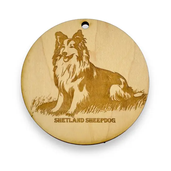 Ornament - Shetland SheepDog Raw Wood {1}