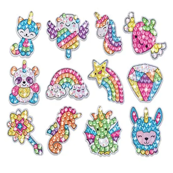 12 Pieces Creativity for Kids Big Gem Diamond Painting Kits: Magical Stickers and Suncatcher DIY Kit - Diamond Art for Kids, Unicorn Gifts for Girls Ages 6-8+ {1}