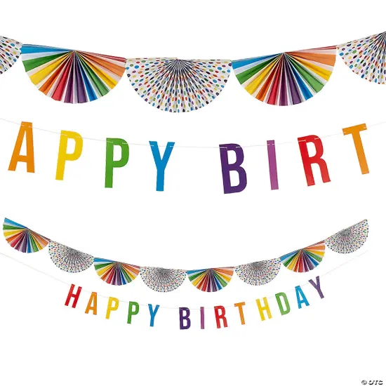 Rainbow Bunting Happy Birthday Garland - 2 Pc. {4}