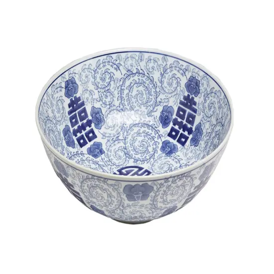 AA Importing 59880 14 Inch Blue And White Bowl {1}