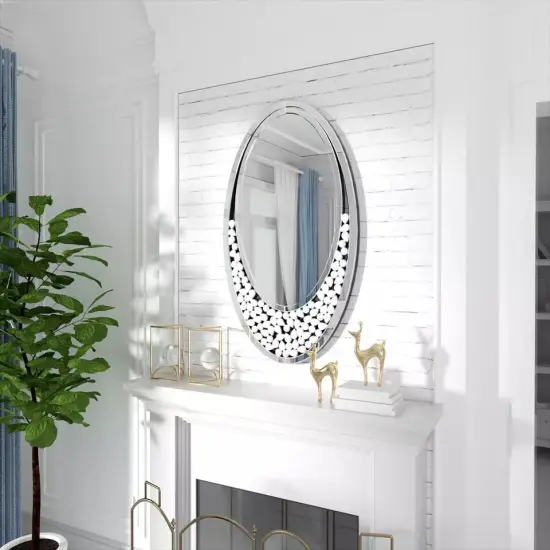 Modern Sparkle bling Wall Mirrors tear-drop Decorative Silver Accent Mirror Oval {3}