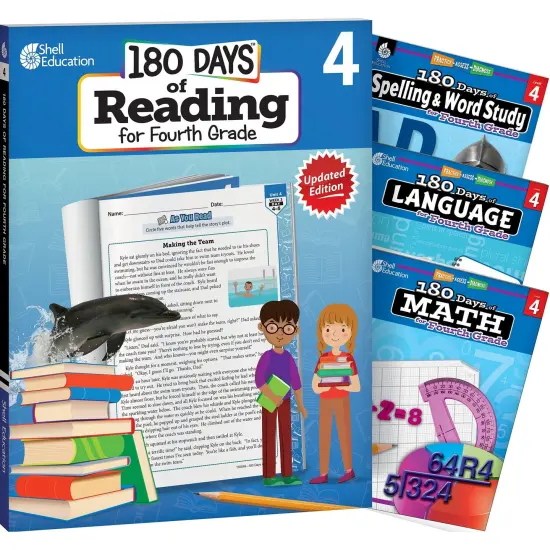 180 Days of Practice Reading, Spelling, Language, & Math for Forth Grade: 4-Book Set {1}