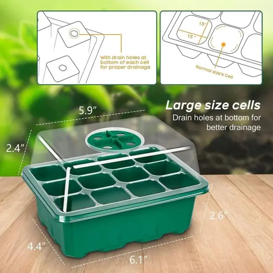 5Pack Seed Starter Tray Plant Starter Kit with Domes Greenhouse Germination Kit {3}