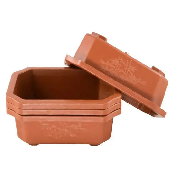 4 Rectangular Plastic Bonsai Training Pot, Succulent Planter - 6.25"x 4.5"x 2" {1}