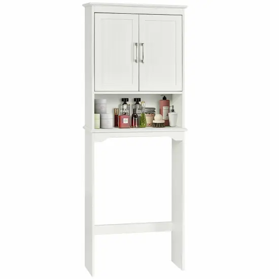 Costway Over The Toilet Space Saver Bathroom Organizer w/ Storage Cabinet & Shelf White {1}