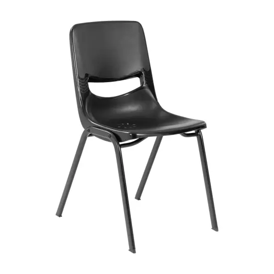 Emma and Oliver Jacobs Stackable Flex Comfort Classroom Chair with Ergonomic Flex Back and Heavy-Duty, Powder-Coated Steel Frame Black {2}