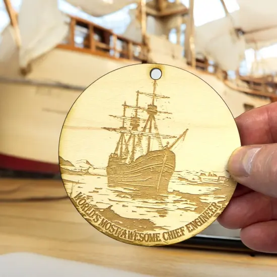 Ornament - World's Most Awesome Chief Engineer Raw Wood {6}