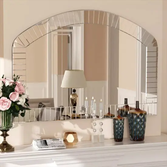 Large Beveled Edge Bathroom Vanity Mirror Arched Wall Decor Hall Entryway Mirror {2}