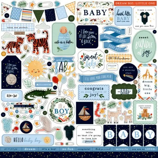 Echo Park Welcome Baby Boy 12 x 12 Cardstock Stickers {1}