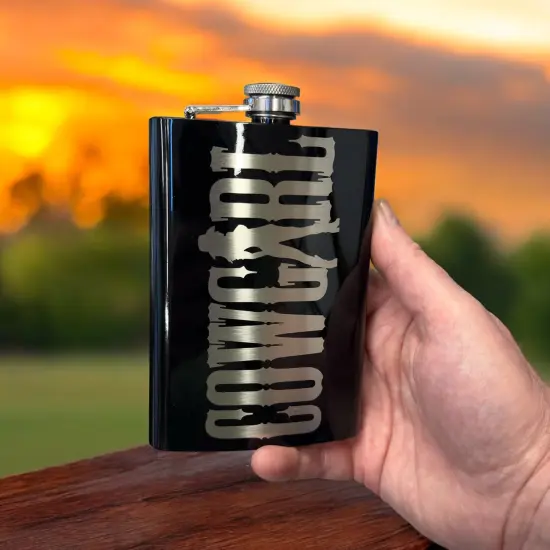 8oz Black Cowgirl Flask {5}