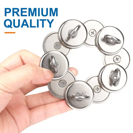 10 Pieces Magnetic Hooks, 100 LB（45KG） Heavy Duty Magnetic Hooks with Countersunk Hole Eyebolt, Perfect for Home, Kitchen, Workplace, Office and Garage, {3}