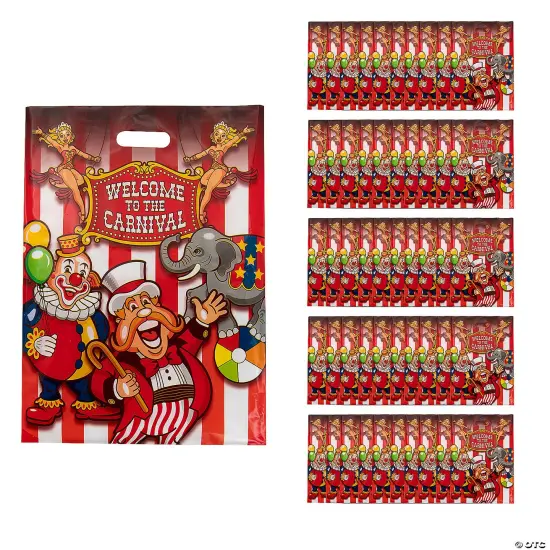 12 1/2" x 17" Bulk 50 Pc. Plastic Under the Big Top Treat Bags {2}
