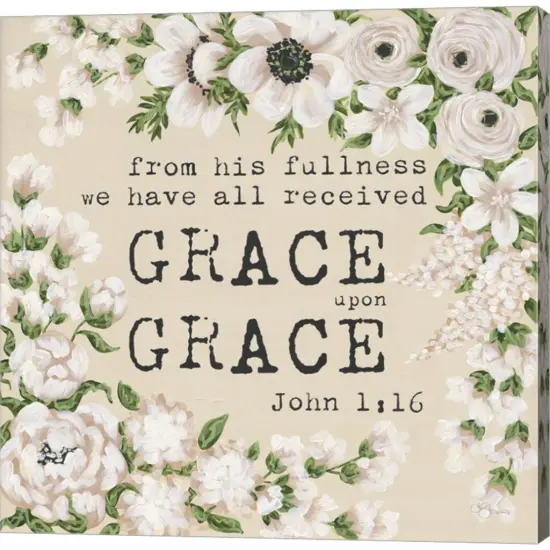 Grace Upon Grace by Hollihocks Art 12" x 12" Canvas Wall Art {1}