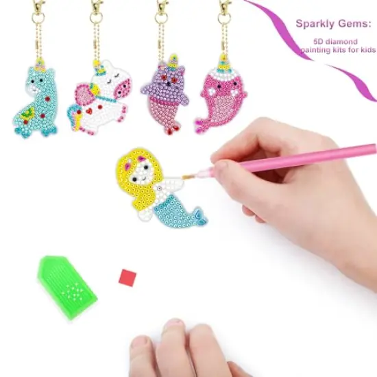 Arts and Crafts for Kids Ages 8-12 - Diamond Painting Kits - Gem Art Keychains Paint by Numbers Kit - Best Tween Girls Gifts Ideas - Kids Diamond Art - Art Supplies for Girls Toys Ages 4 5 6 7 8 9 10 {4}