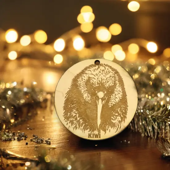 Ornament - Kiwi Bird Raw Wood {3}