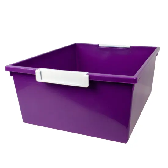 Tattle&reg; Tray with Label Holder, 12 QT, Purple, Pack of 3 {2}