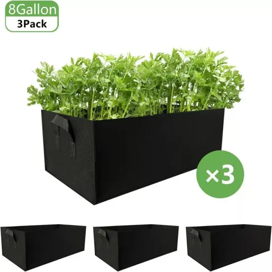 8 Gallon Plant Grow Bag Fabric Raised Flower Bed Garden Vegetable Planter 3 PACK {1}
