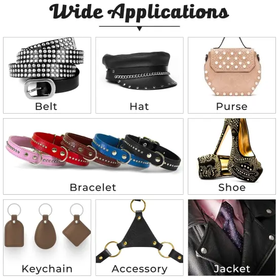 420 Set Leather Rivets Kit, Double Cap Brass Rivets Leather Studs with 3PCS Setting Tools for Leather Repair and Crafts, 4 Colors and 3 Sizes {3}