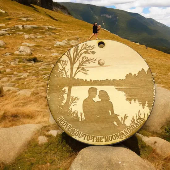 Ornament - I love you to the moon and back Raw Wood {3}