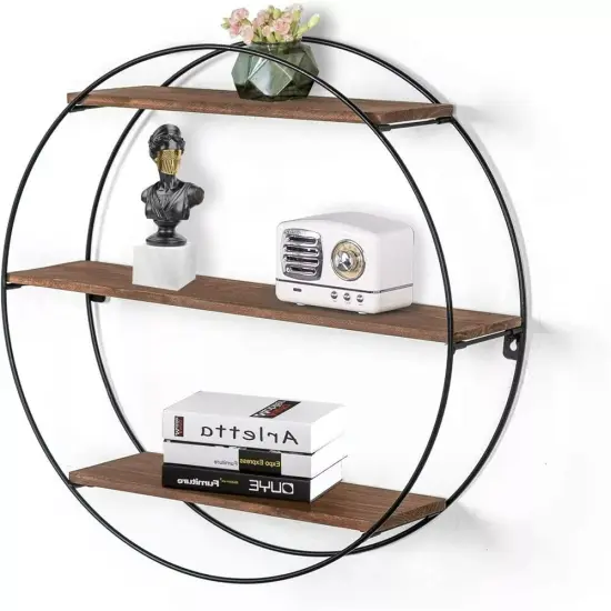 3 Tiers Round Wall Mounted Floating Shelf for Bathroom Bedroom Living Room Decor {1}