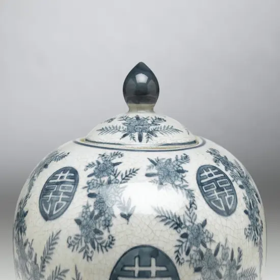 AA Importing 59751 Blue And White Round Jar With Lid {4}