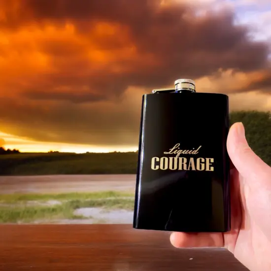 8oz BLACK Liquid Courage Flask {6}