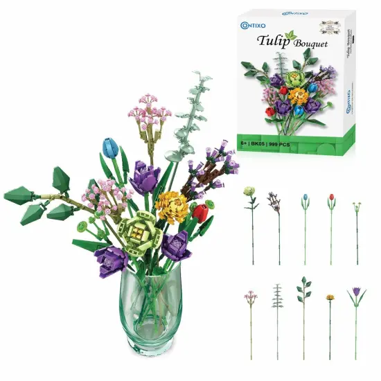 BK05 Tulip Bouquet Floral Collection Building Block Set {1}