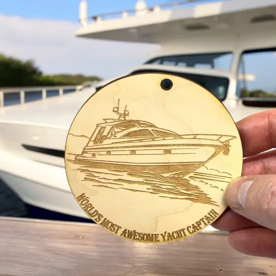 Ornament - World's Most Awesome Yacht Captain Raw Wood {6}