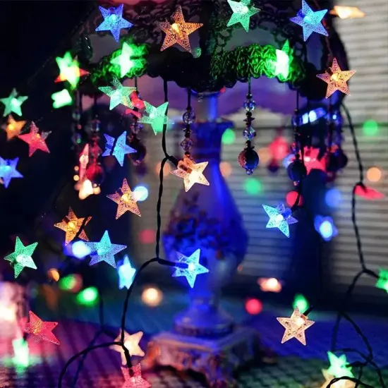Christmas Solar Star String Lights 16.4FT 50LED Outdoor Solar Patio Lights {4}