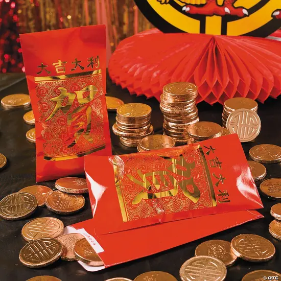 Mini Lucky Money Paper Treat Bags 3 1/2" x 7 1/4" - 24 Pc {4}