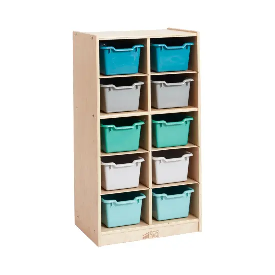 10 Cubby Mobile Tray Cabinet with 10 Scoop Front Storage Bins Contemporary {1}
