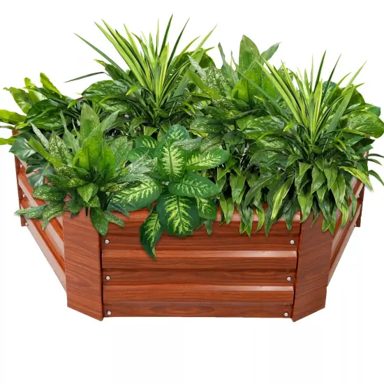 Galvanized Steel Hexagon Raised Garden Bed - 40 in - Woodgrain {1}