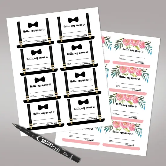 Avery Adhesive Name Tags, Wedding Guest, Bride & Groom, 2-1/3" x 3-3/8", 80 Name Stickers (80020) {7}