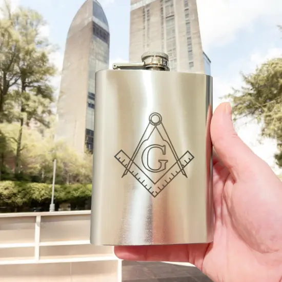 8oz Freemason Stainless Steel Flask {2}