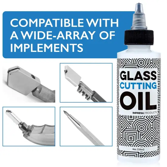 Glass Cutting Oil with Precision Application Top - 4 oz - Great for Stained Glass, Bottles, Tiles, and Mirrors - Custom-Formulated for Various Glass Cutting Tools and Applications {5}
