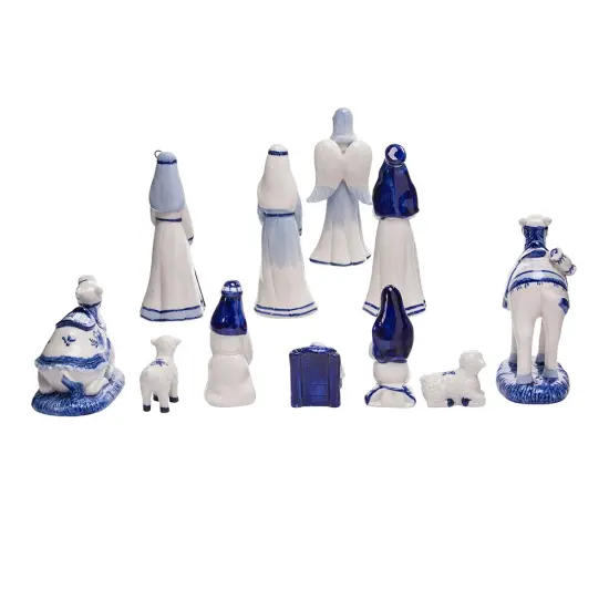 Porcelain Delft Nativity Set with 11 Pieces {3}