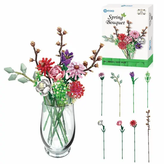 BK03 Spring Bouquet Floral Collection Building Block Set, 1237 Pieces {1}