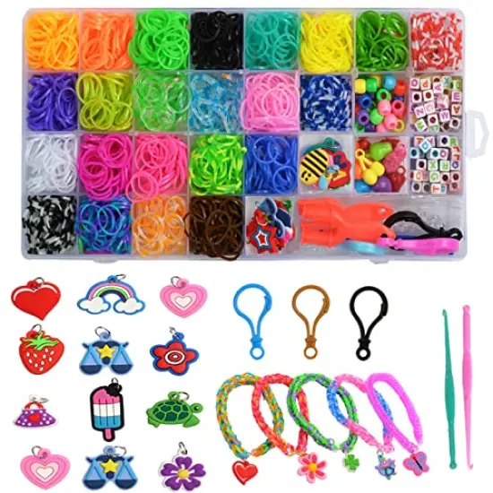 Rubber Band Bracelet Kit, Loom Bracelet Making Kit, Rubber Bands Refill Loom Set, Rubber Bands for Bracelets Making Kit, Loom Bands Kit for Kids Weaving DIY Crafting Gift {1}