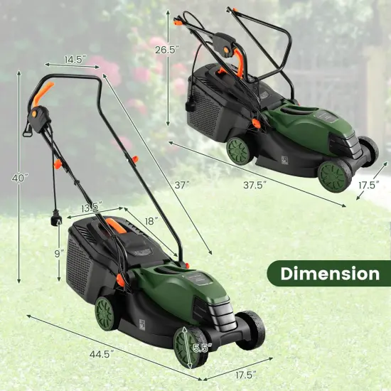 Costway Electric Corded Lawn Mower 12-AMP 14-Inch Walk-Behind Lawnmower with Collection Box {3}